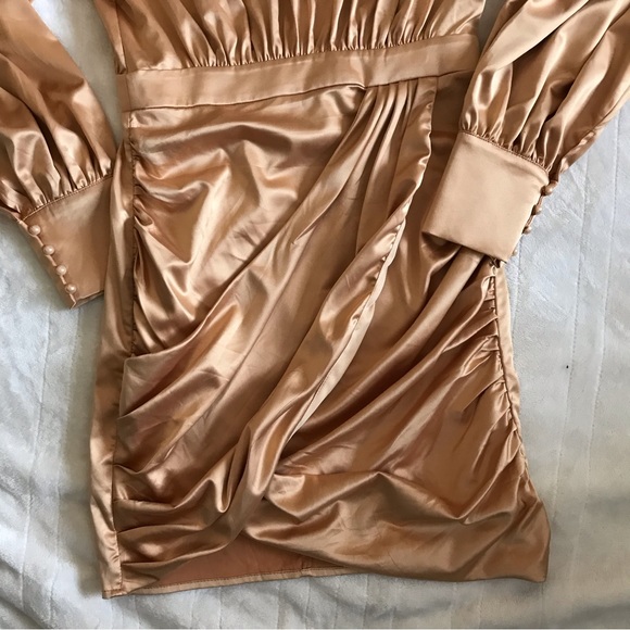 5 for $25! 💕 Mock Golden Neck Lantern Sleeve Ruched Dress ❤️‍🔥 - Picture 3 of 13
